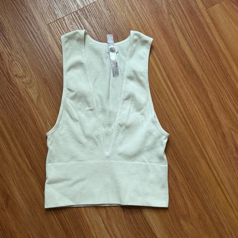 Urban Outfitters Cream V-Neck Crop Top
